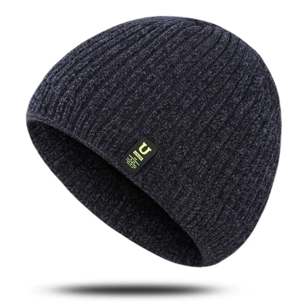 

Soft Men's Winter Knit Hats Fashion Stretch Cuff Outdoor Riding Beanies Cap Keep Warm Comfortable Knitted Cap