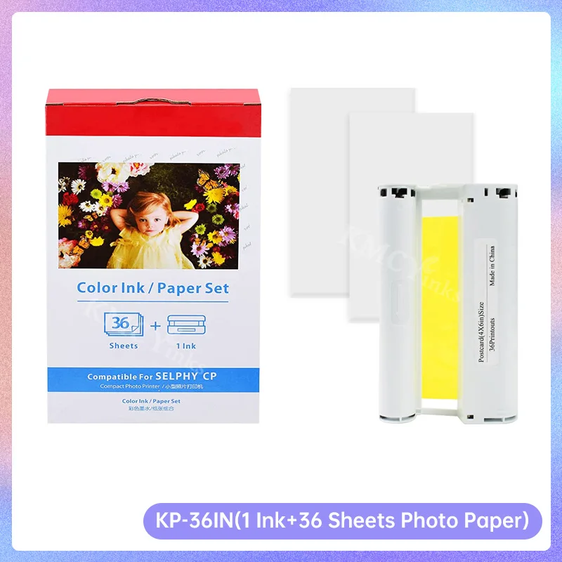 Kmcyinks Photo Paper Compatible Canon Selphy Cp1300 Cp1200 Cp1000 Cp910  Cp900 For Canon Selphy Paper 4*6 Inch Kp108in Kp36in - Printer Ribbons -  AliExpress