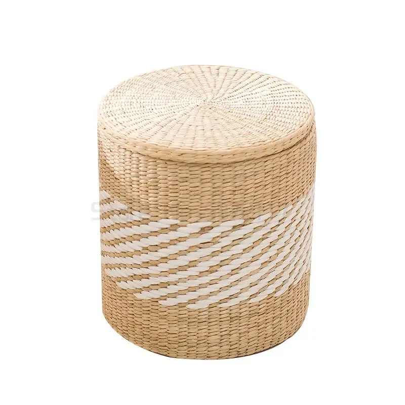 Solid Wood Rattan Storage Stool, Rattan Shoe Bench, Sofa Stool for Makeup, Durable Seating Furniture for Bedroom and Living Room