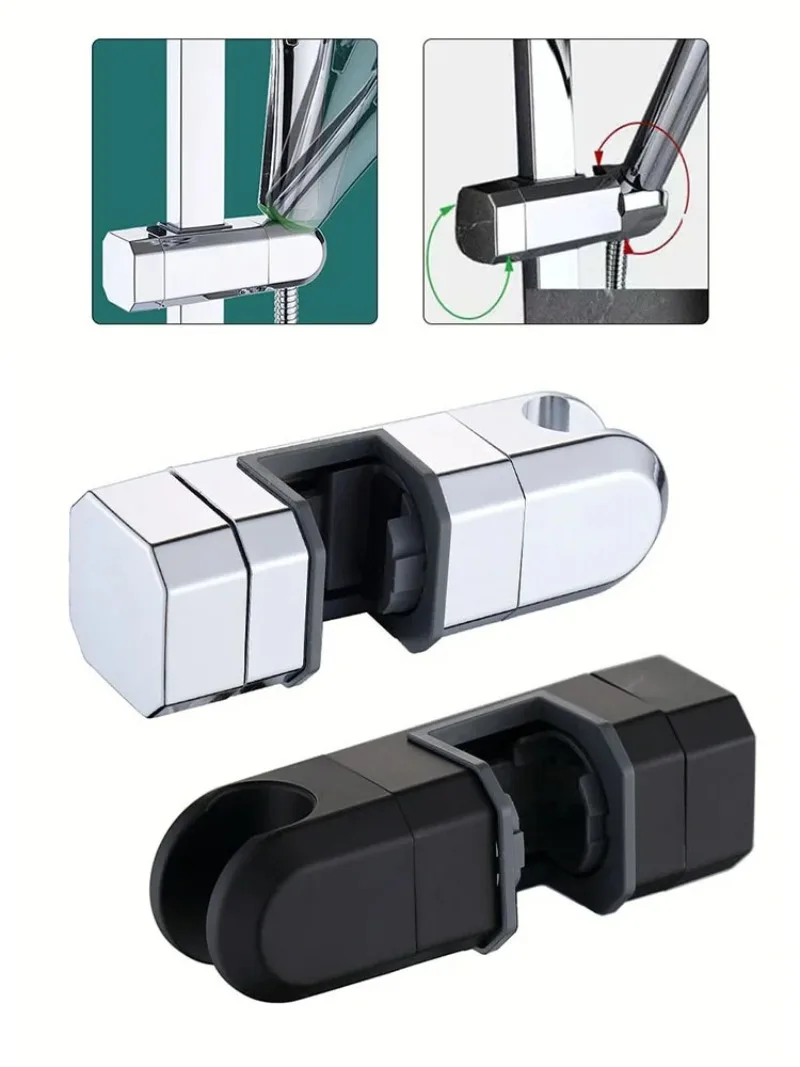 Description Picture 2 of itemAdjustable Shower Bracket Universal Shower Rail Head Slider Bar Holder Lifting Rod Clamp Holder Replacement