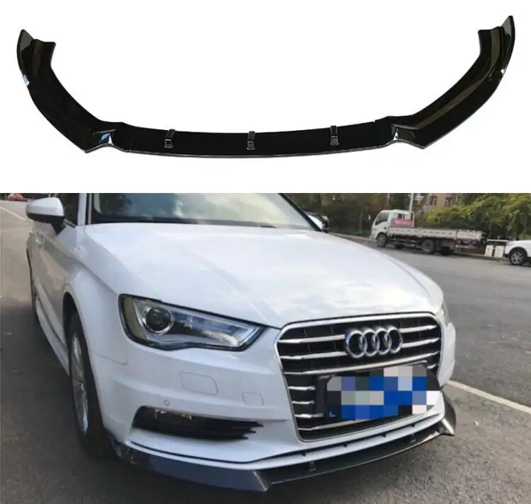 

High Quality ABS PAINT CARBON FIBER FRONT BUMPER SPOILER LIP SPLITTERS WIND KNFE COVER For Audi A3 Standard 2014 2015 2016