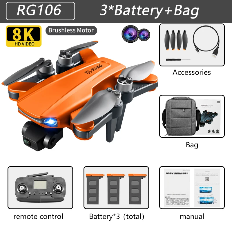 remote control helicopter with camera 2022 New RG106 Drone 8k Dual Camera Profesional GPS Drones With 3 Axis Brushless Rc Helicopter 5G WiFi Fpv Drones Quadcopter Toy rc helicopter big size RC Helicopters