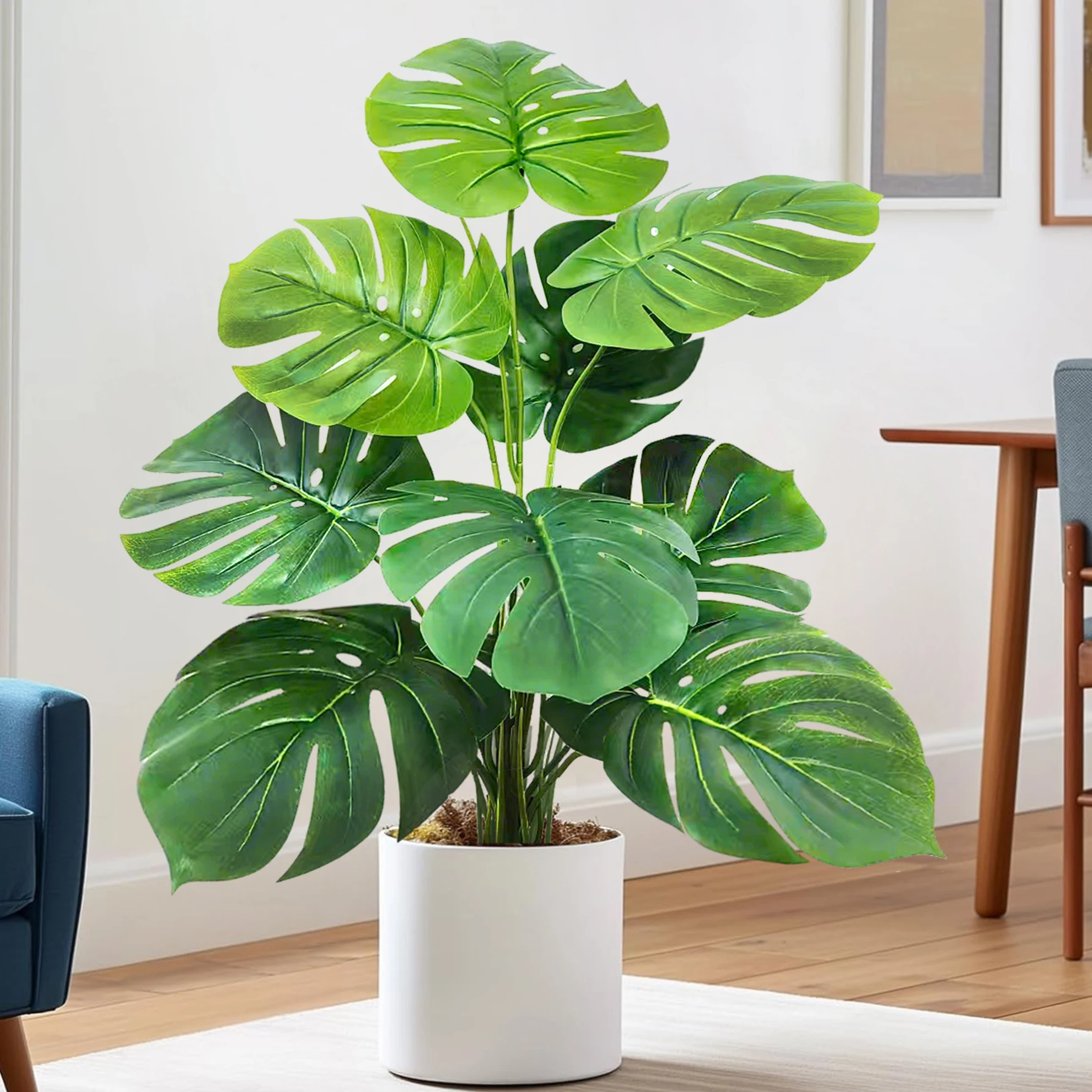 60-135cm (51,9 Zoll) Künstliche Monstera Plastikpflanze im Topf, Dekorativ für Festlichkeiten, geeignet für Heim- und Bürodekoration – Detail 6