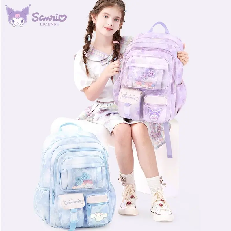 

Anime Sanrioed Kids School Bag Kawaii Kuromi Cinnamoroll Student Backpack High Capacity Spine Protection Lighten The Burden Gift