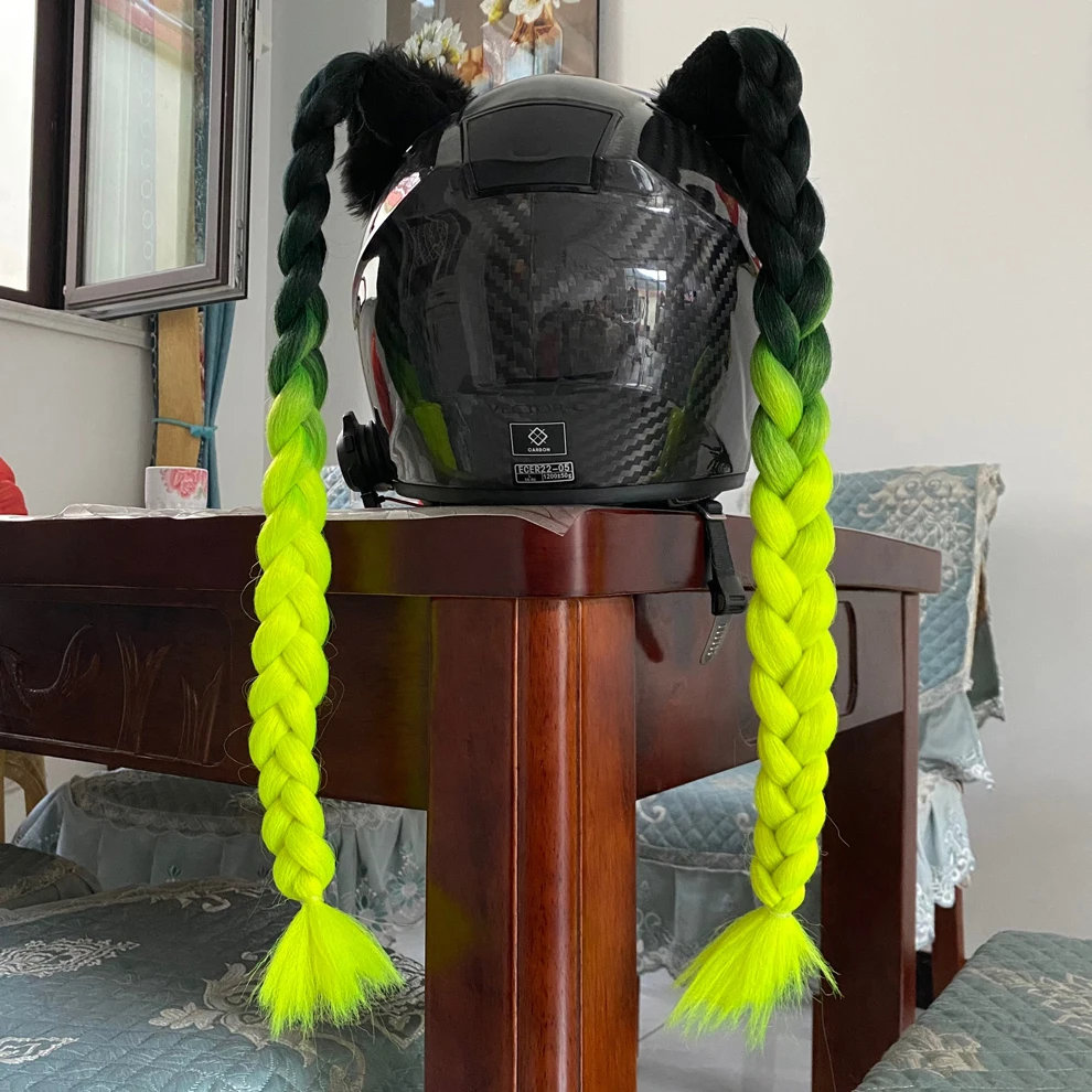 Woman Helmet Motorcycle Braids Motorcycle Helmet Woman Tails 2pcs