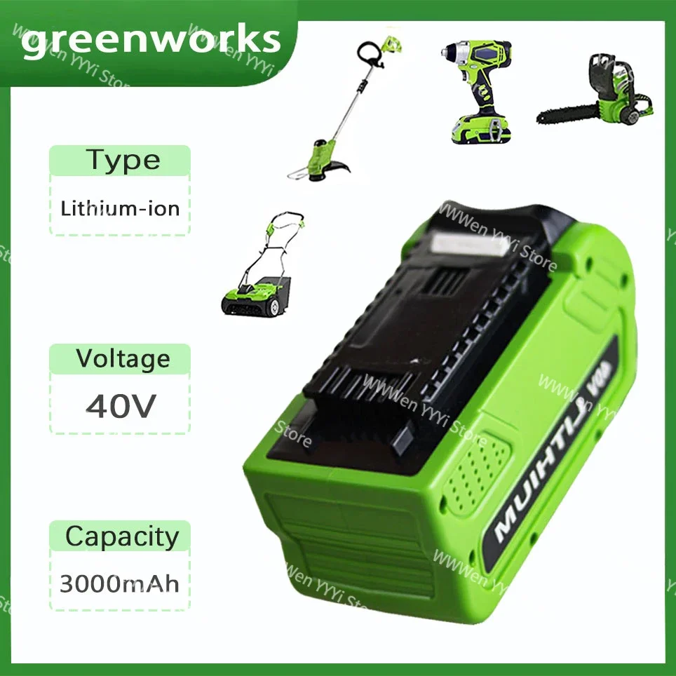 

40V GreenWorks 3000mAh Replacement Battery 29462 29472 40V 3.0Ah Tools Lithium ion Rechargeable Battery 22272 20292 22332 G-MAX
