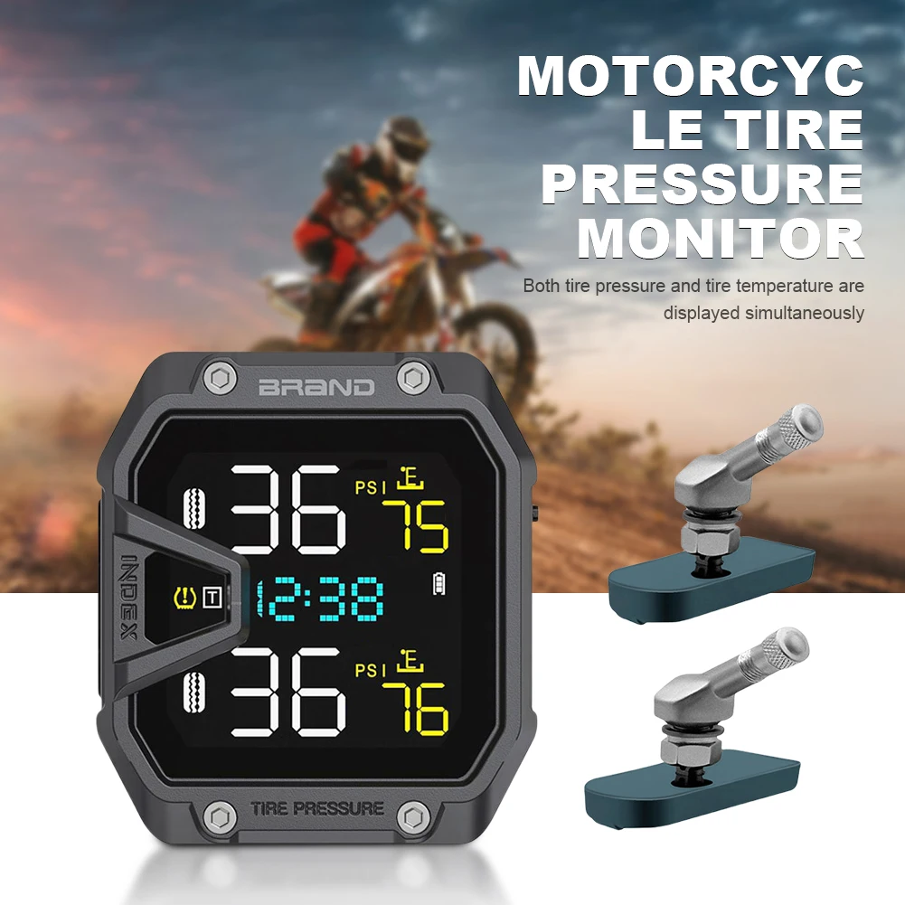 Motorcycle TPMS Tire Pressure Monitoring System LCD Display Wireless Tire Pressure Monitoring System for Two Wheeled Motorcycle