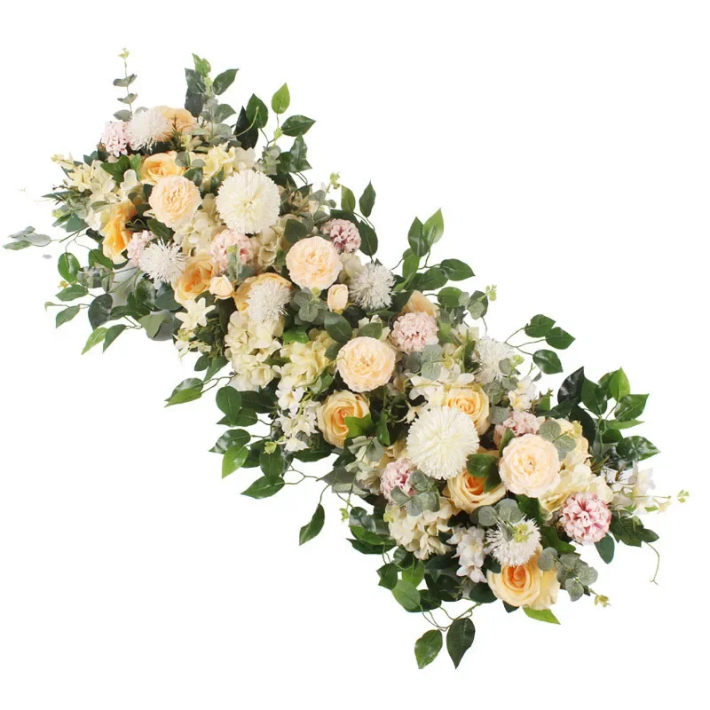 

100CM Artificial Flower DIY Wedding Wall Arrangement Supplies Peony Rose Fake Flower Row Decor Wedding Iron Arch Backdrop