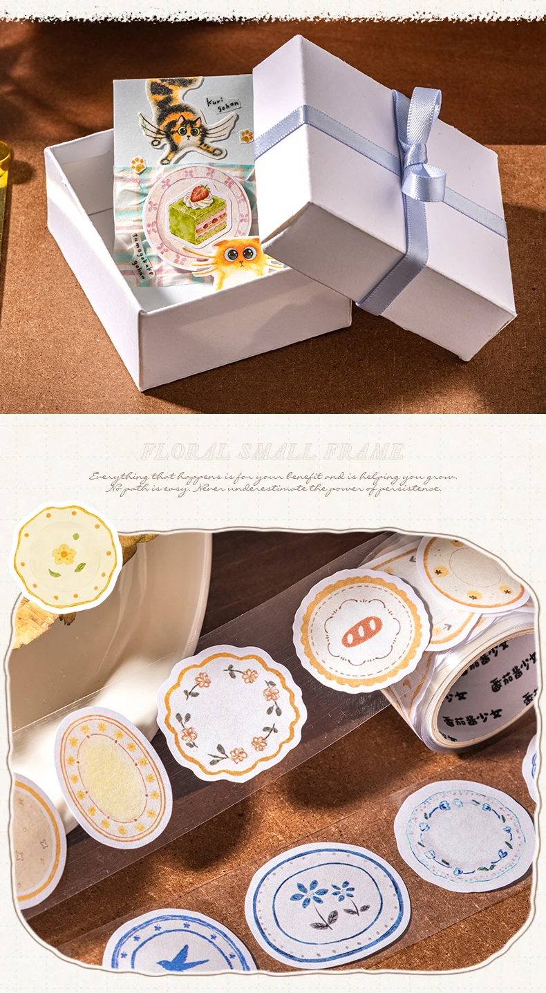 Journal GO 3,5x200cm Kawaii Blumendruck-Etikettenaufkleberband Kreatives Collage-Set für handgemachte Tagebücher, DIY-Album, Scrapbook-Dekoration – Detail 3