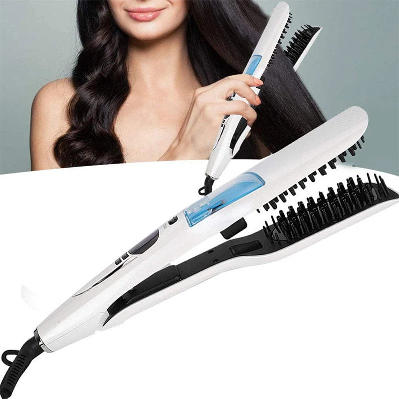 

Straightener For Hair Led Display Spraying Steam Straighter Brush Fast Hot Comb Electric Hair Straightener Styling Comb