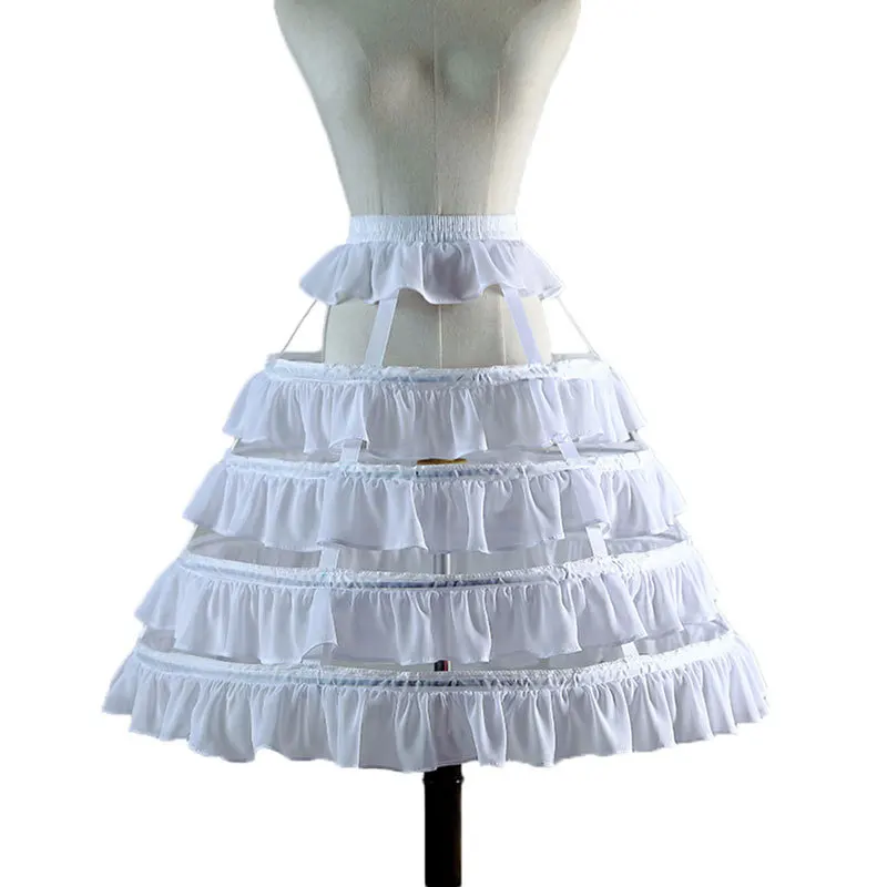 

Four Circles Ruffled Birdcage Crinoline Lolita Chiffon Puffy Slip Dress 4 Steel Adjustable Hollow Daily Pannier