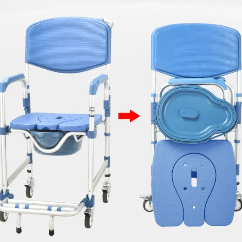 Mobile Bathing Toilet Rotatable Folding Seat Elderly Nursing Chair Disabled Wheelchair with Wheels Convenient Hygiene