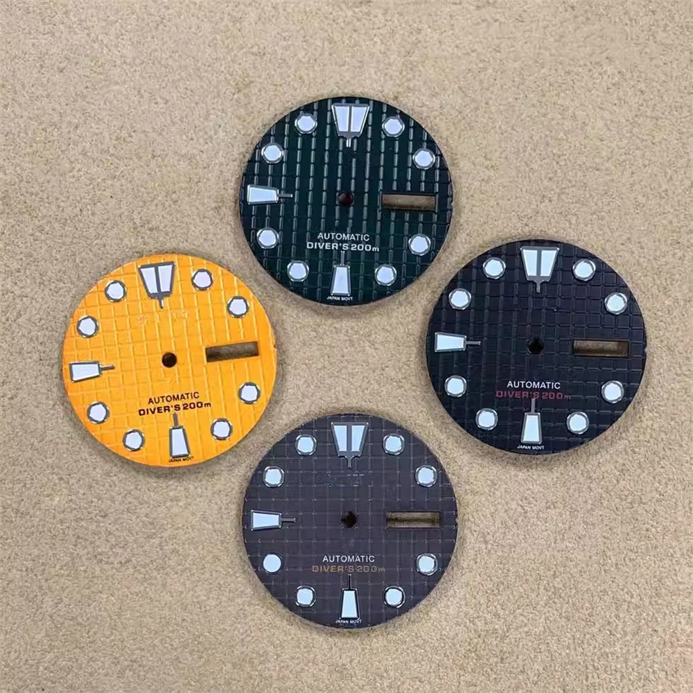 

Квадратный Циферблат 28,5 мм для автоматического движения NH35N H36, зеленые светящиеся аксессуары для часов