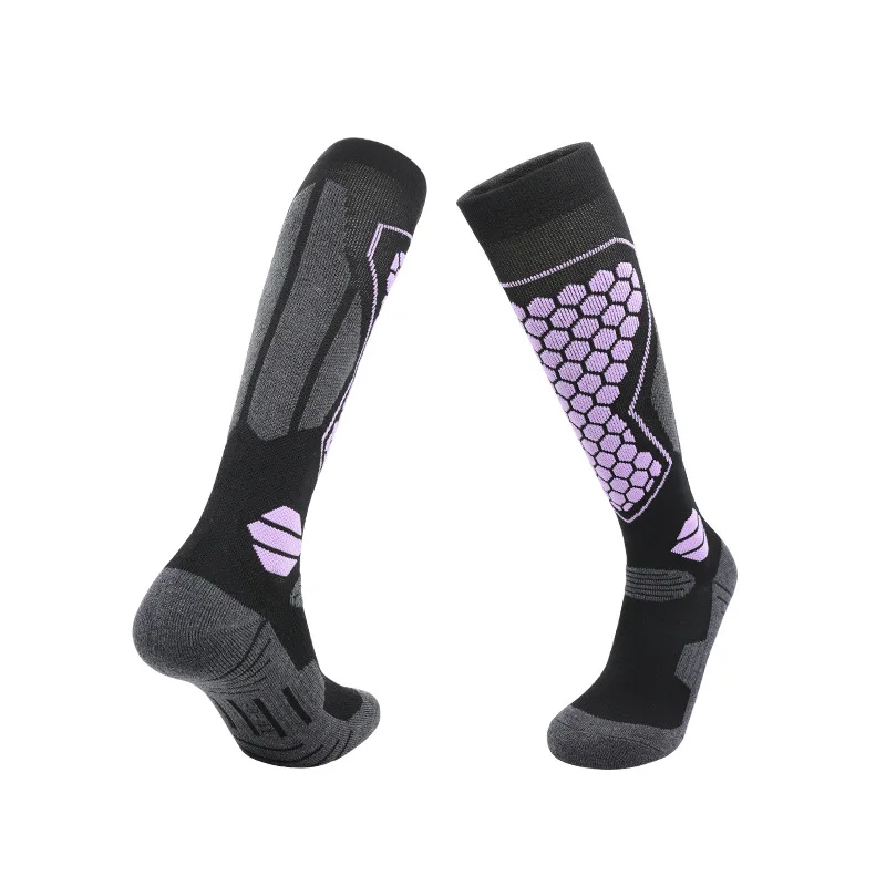 Professional ski thickened wool socks in winter, men's and women's long warm towel soles sports snow socks
