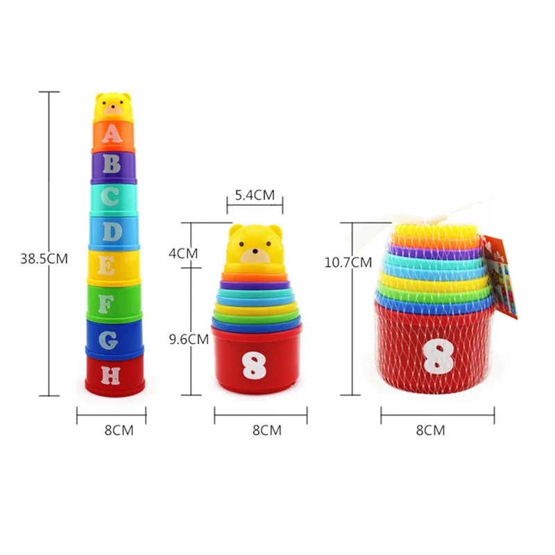 Rainbow Stacking Cups Figure Letters Baby Educational Toy Rainbow Baby Plastic Stacking Cups Bathtub Toys For Kids Cup 9PCS educational toys,stacking puzzle toys,cup stacking toys,stacking toys