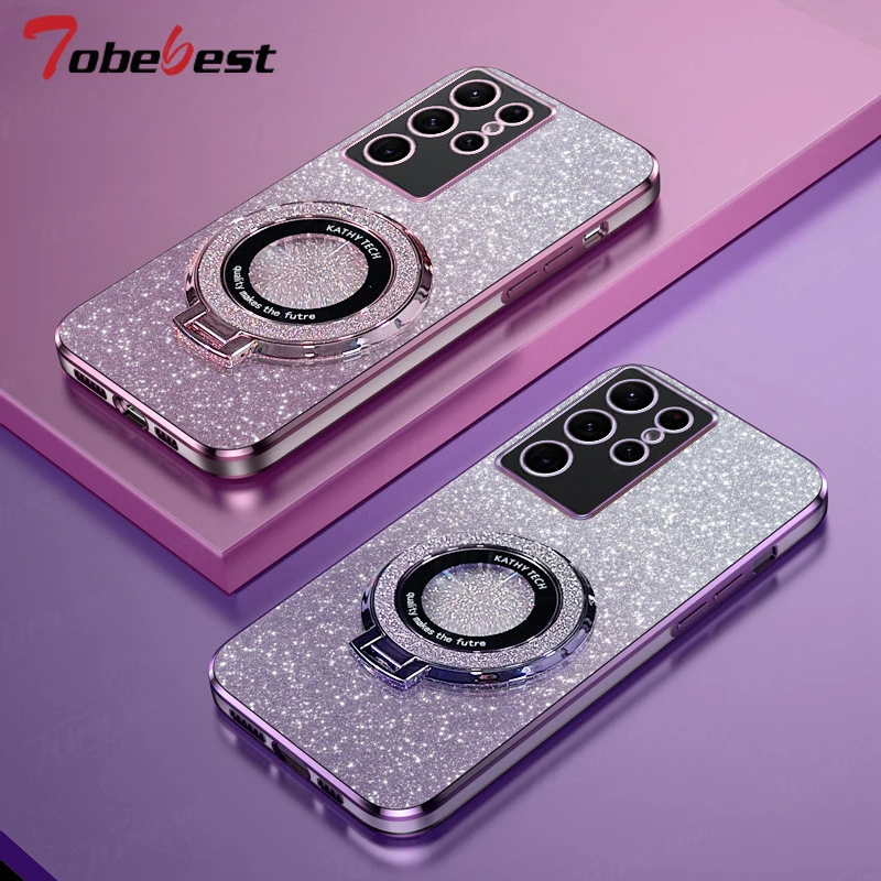 Glitter Plating Magnetic Phone Case with Silicone Cover