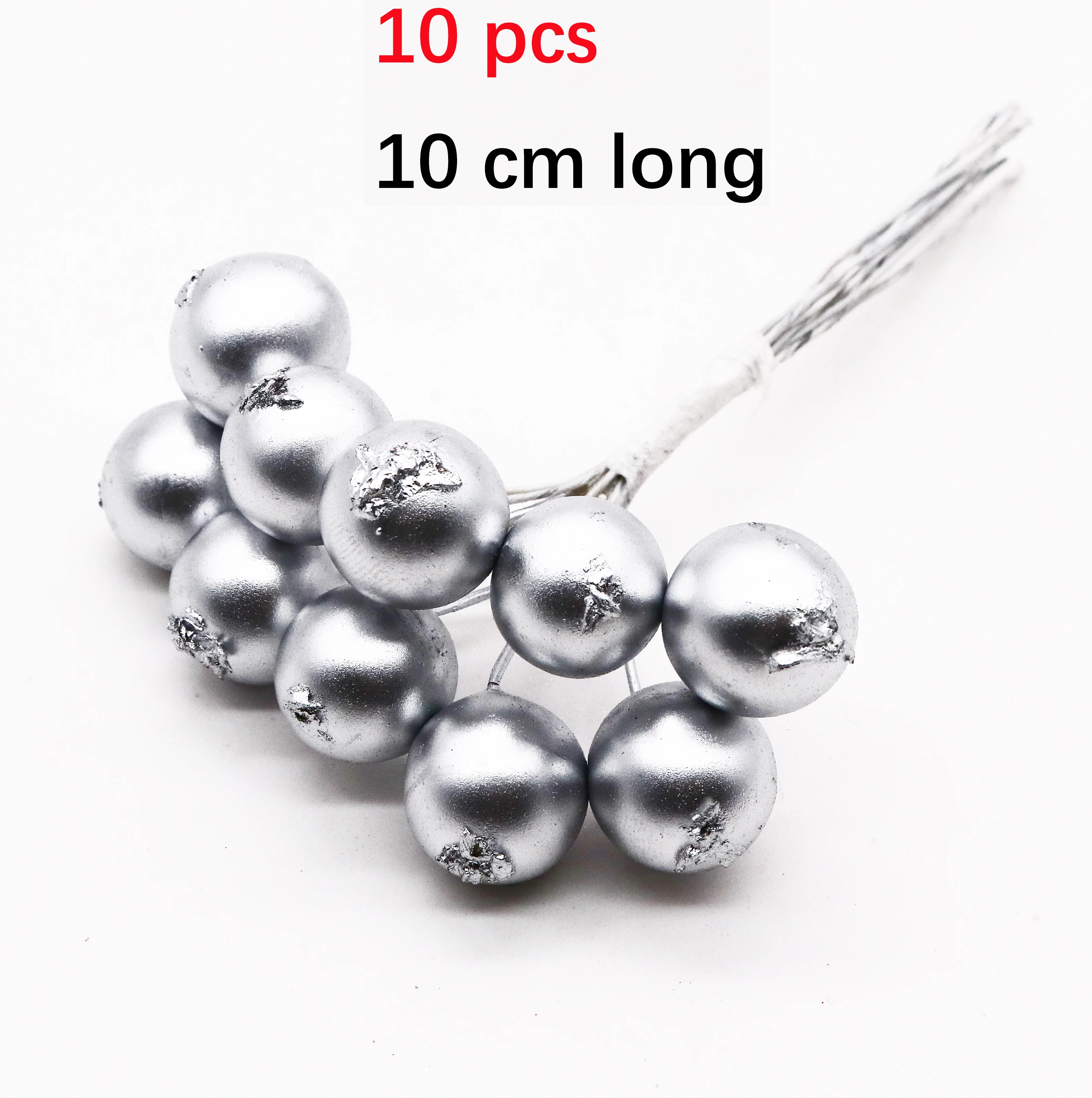 Misturado Hybrid Cherry Stamen Berries Bundle, Coroa de Prata, Decoração de Bolo DIY, Caixa de Presente de Natal e Casamento, 6 10 12 20 24 200Pcs