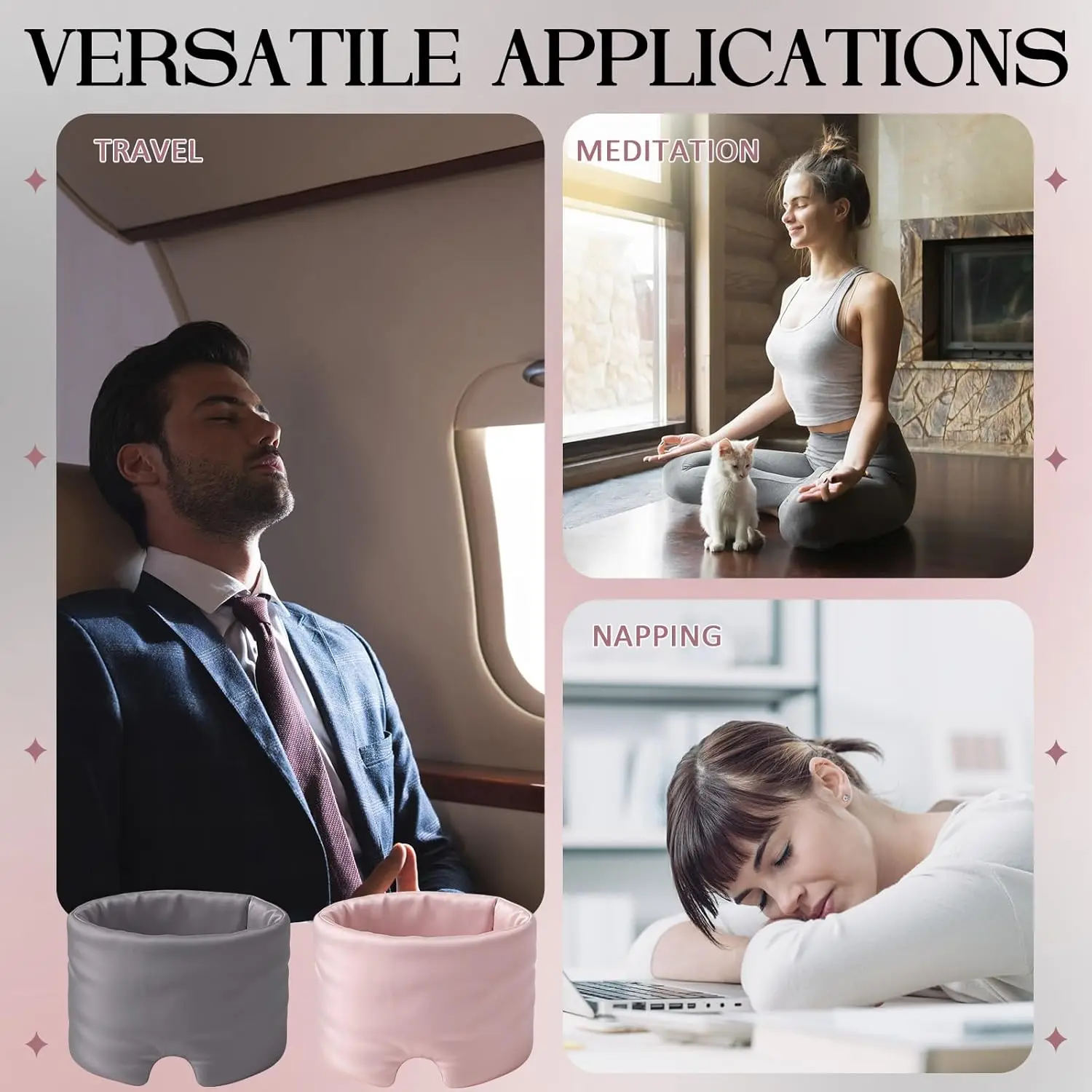 Weighted Eye Mask for Sleeping Soft Blackout Gravity Sleep Mask Gentle Pressure Eyes Cover with Adjustable Elastic Travel Gifts