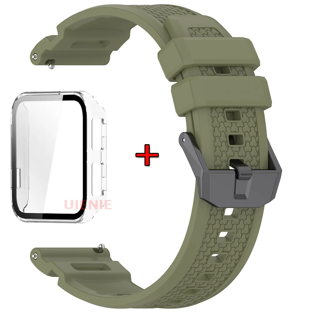 Premium Silicone Watch Band with Protective Case - Sport Replacement Wristband & Cover