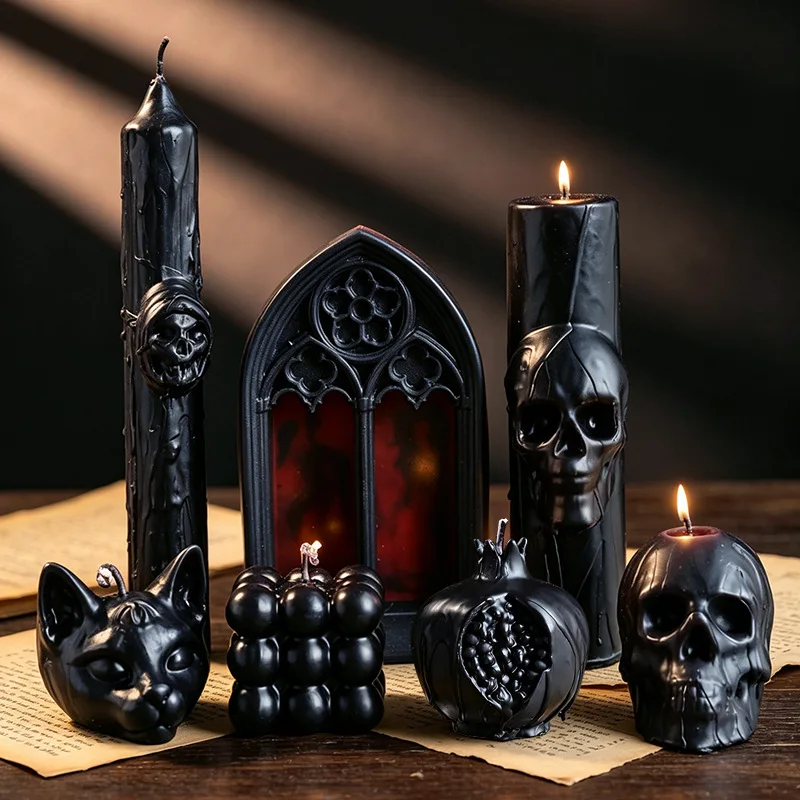 Halloween Decor Candles - Spooky Ghost Skull Party Accents Autumn Decoration Halloween Candle Spooky Ghost Skull Pillar Scented Candles Aesthetic Room Gift Wholesale Boutique Event 1