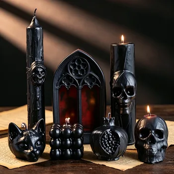 Autumn Decoration Halloween Candle Spooky Ghost Skull Pillar Scented Candles Aesthetic Room Gift Wholesale Boutique Event 1