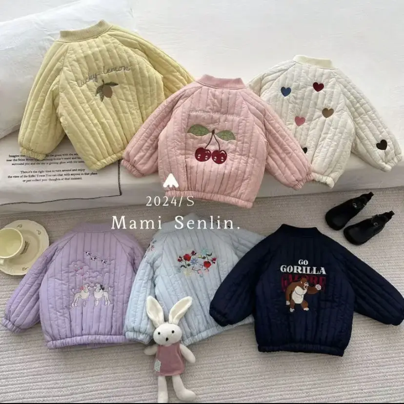 Embroidery Winter Plush Kids Jacket Children's Outerwear Coats Thicken Warm Girls Boys Cotton Down Jackets