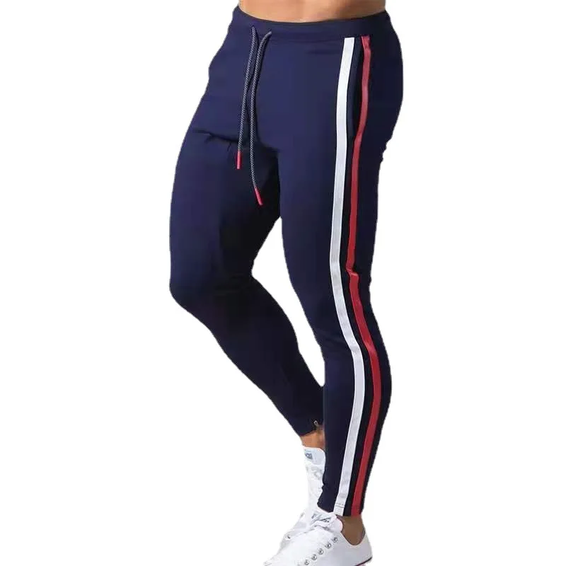 Men's Tight Pants Sports Casual Sweat-absorbent Contrast Color Zipper Pants Autumn