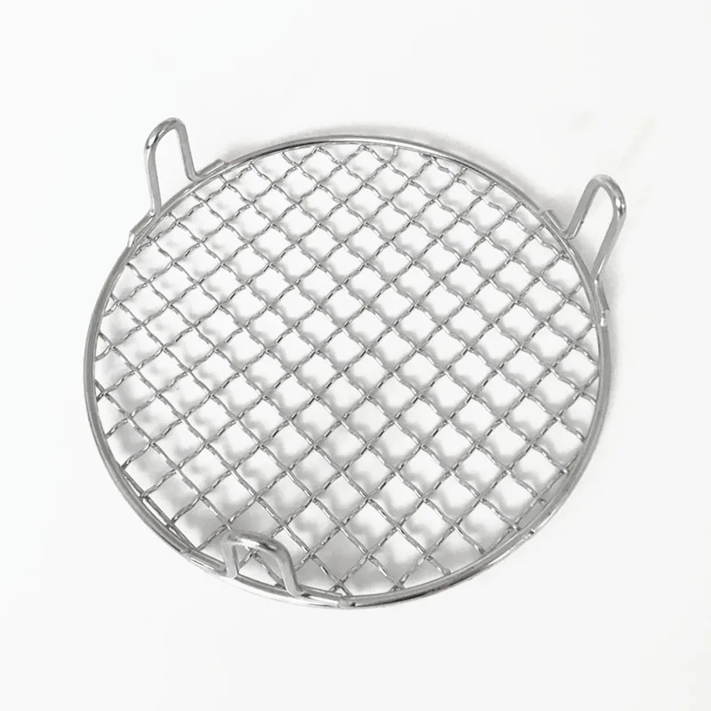 14-38CM Stainless Steel 304 Food Grade BBQ Barbecue Grill Wire Grid Round Mesh Net with 5CM High Feet for Water Oil Draining