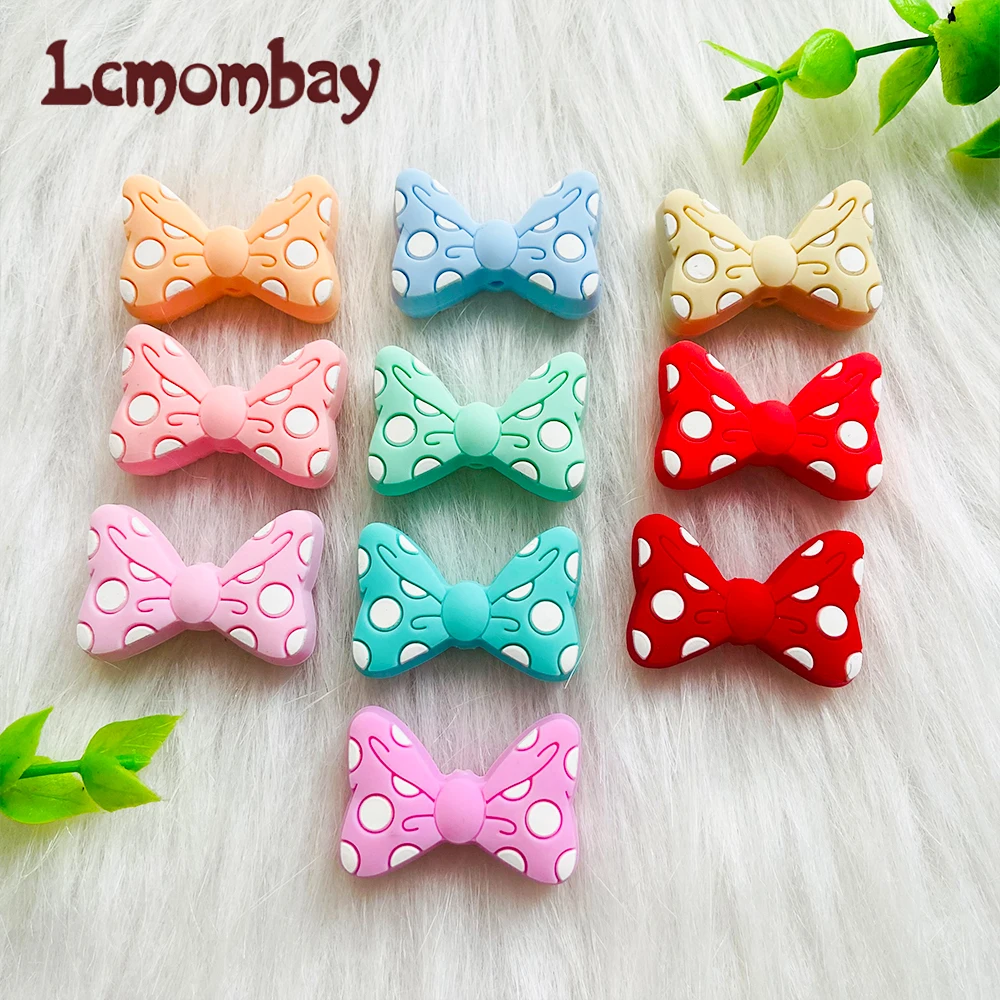Baby Silicone Beads 10pcs New Bow Tie Beads BowKnot Teether Baby Toy DIY Pacifier Chain Necklace Accessories teething toys silicone teething toys baby teething toys silicone beads silicone teether silicone teething beads