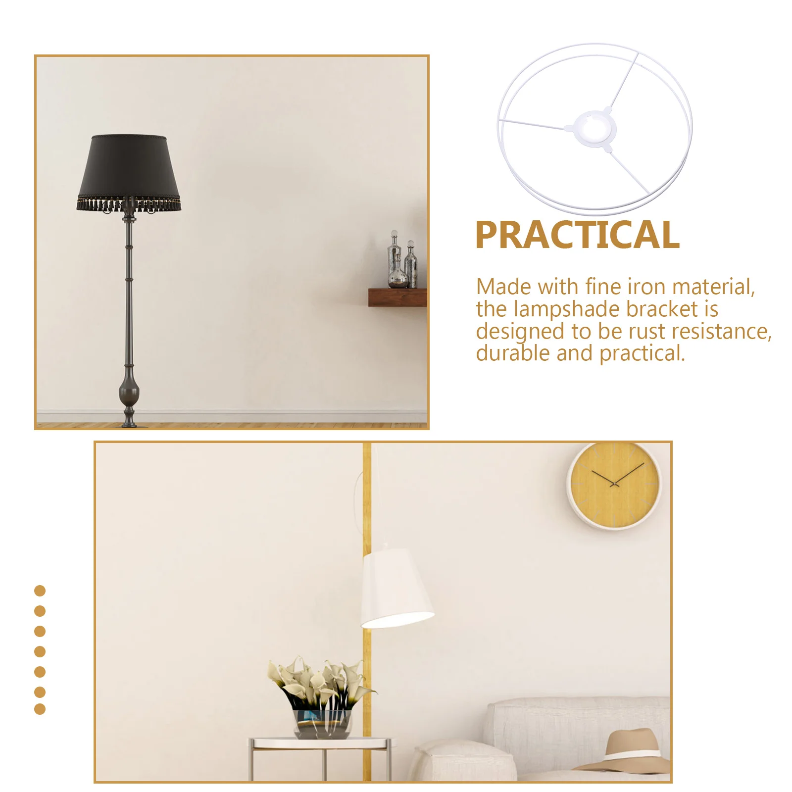 

Lampshade Frame Ring Sets of Racks Pendant Light Cover DIY Metal for Chandelier