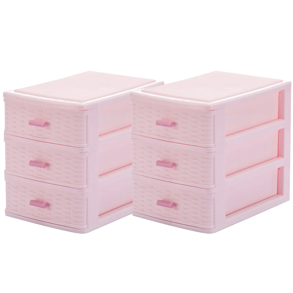 

2 Pcs Desk Organizer Storage Drawers Multi-layer Makeup Pp Desktop Sundry Holder Office
