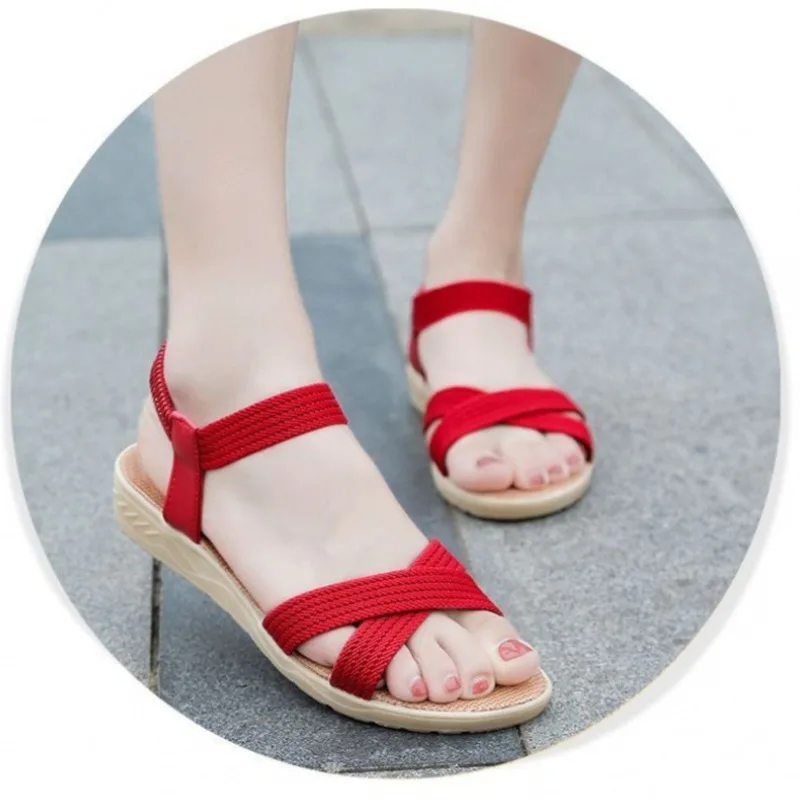 

2022 Summer New Versatile Casual Shoes Roman Shoes Flat Heels Women's Shoes Elastic And Simple Sandals