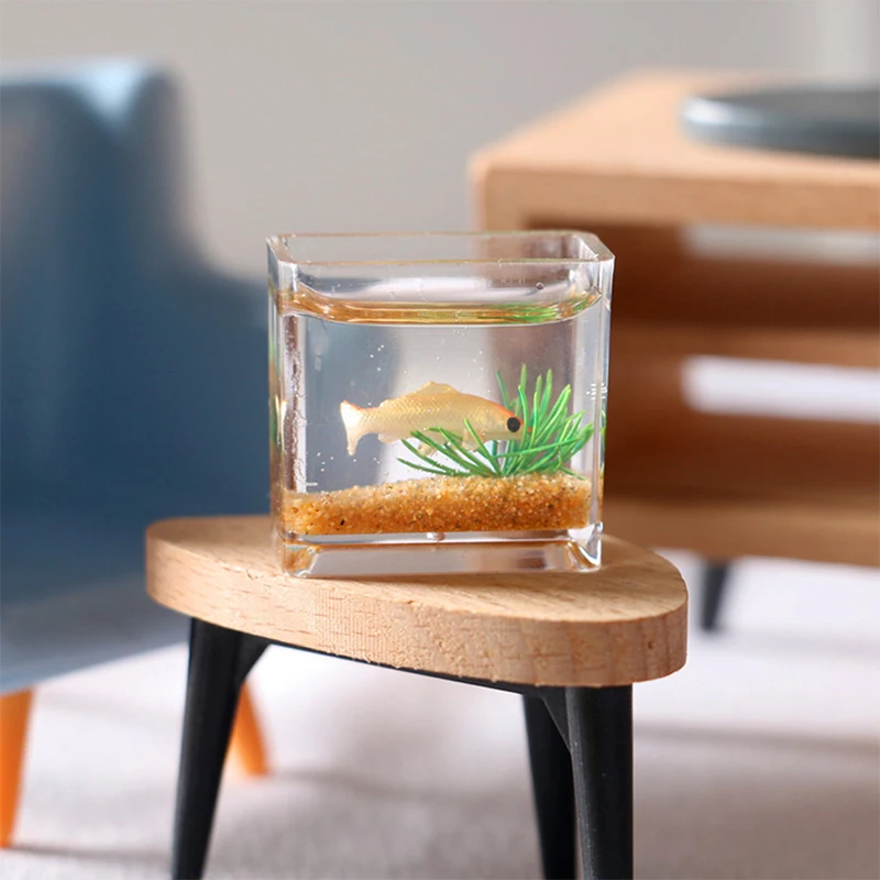 Фото Миниатюрные стеклянные рыбки для кукольного домика бачок чаша аквариумная кукла