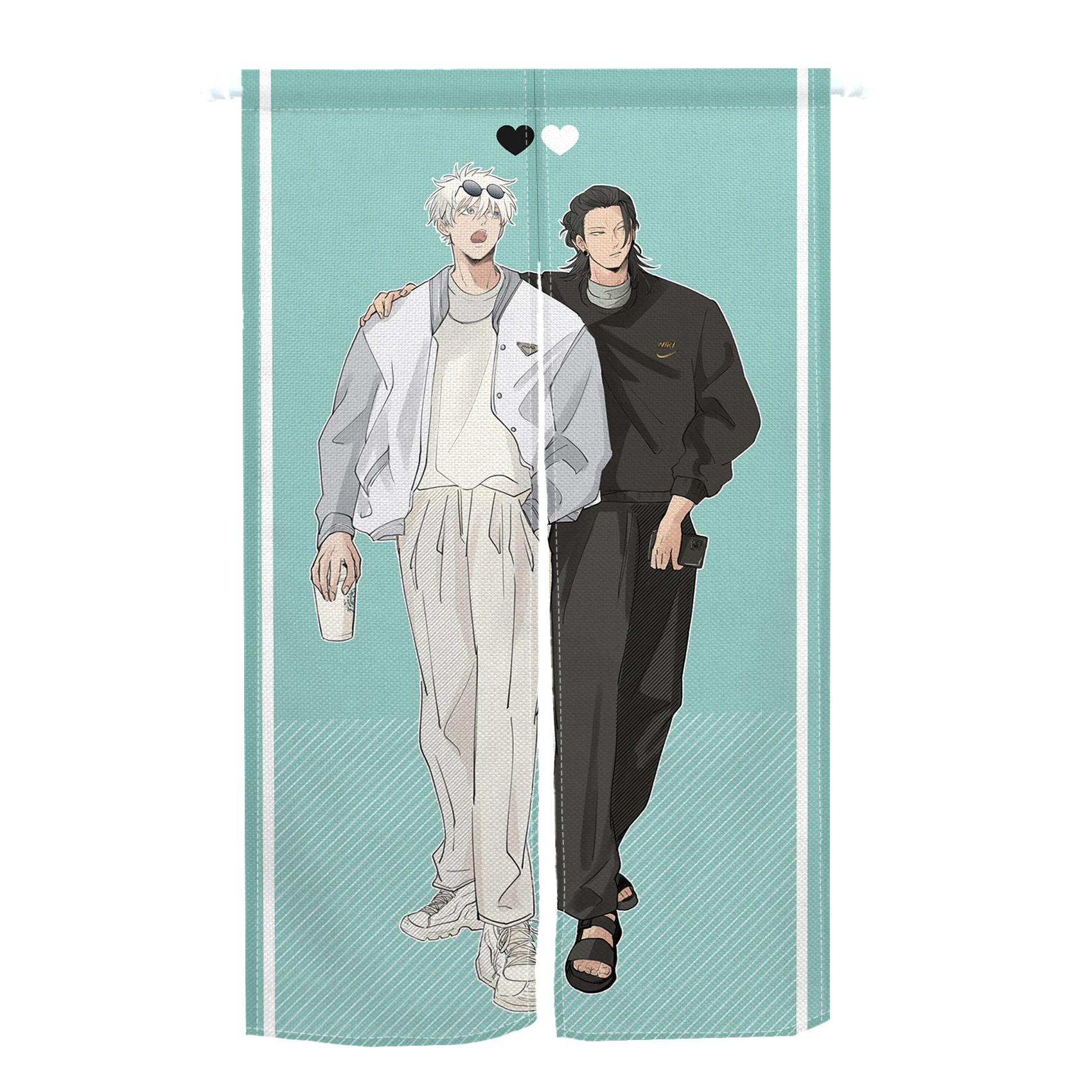 Comic Two Boys Door Curtain Two-dimensional Anime Characters Korean Comic Love Bedroom Decoration Bathroom Hanging Custom 5