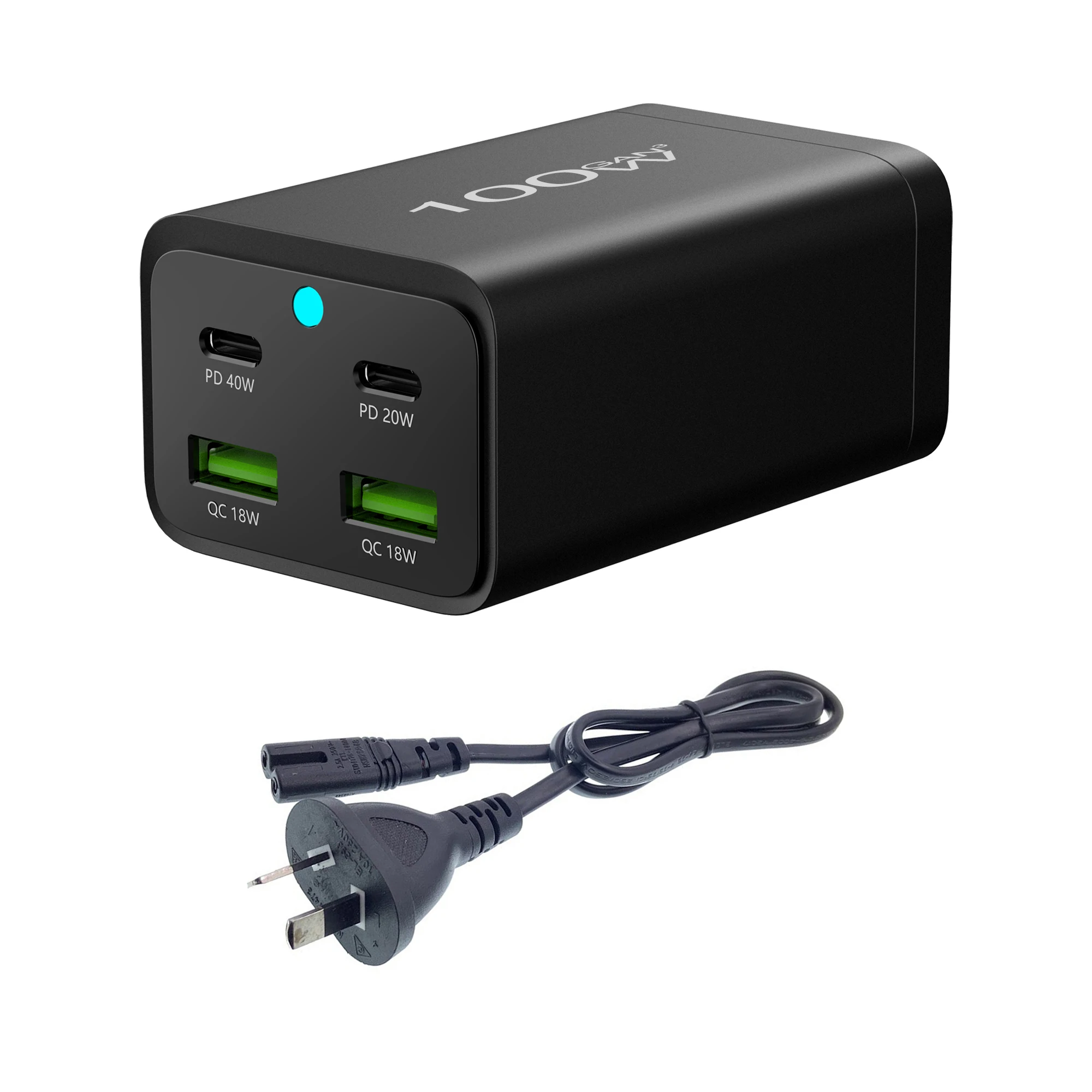 100W USB C Fast Charger GaN 4 in 1 Charging Station With 2 USB-C(40W+20W) And 2 USB Ports(18W+18W) For MacBook Laptops iPhone Sa
