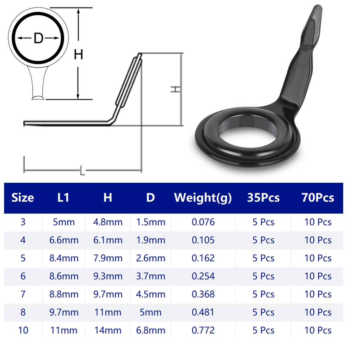 FishTrip single foot fishing rod guides repair kit micro guides for light-spinning casting fly rod 0.076g~0.77g