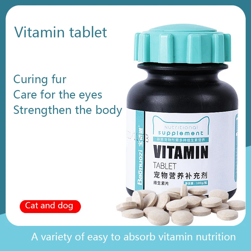 Pet Cat Multivitamin Tablets 150 Tablets All-purpose Nutritional Supplement Vitamin B Vitamin E for Cats and Dogs