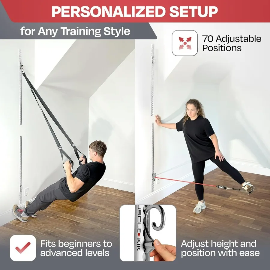Aluminum Wall-Mounted Anchor Fitness System - Adjustable, Multi-Functional, Space Saving Home Gym Solution for Strength Training