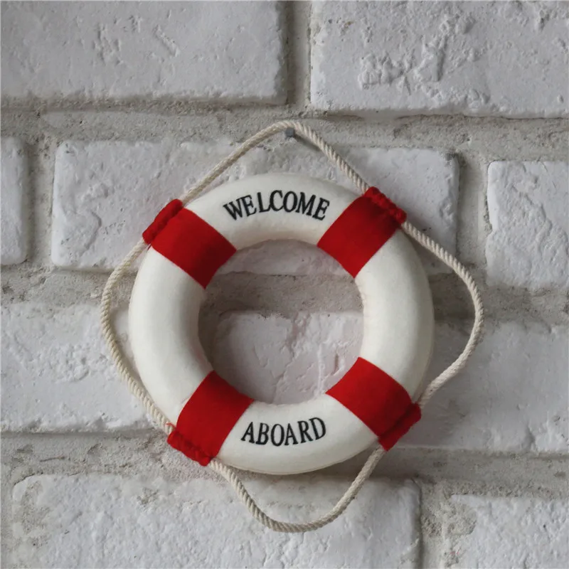 Zeagro Home Decoration Welcome Aboard Foam Nautical Life Lifebuoy Ring Boat Wall Hanging Home Decoration Red 50cm 