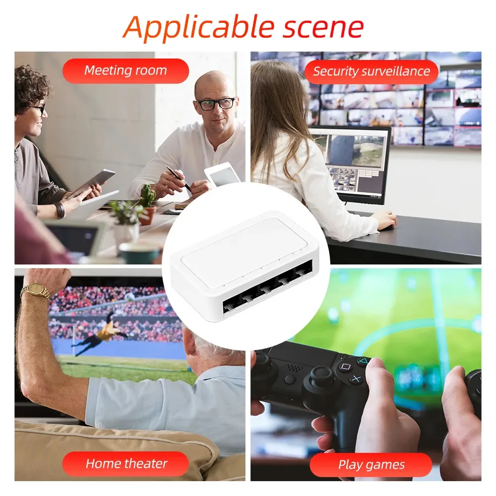 10/100 / 1000Mbps Mini Gigabit Network Switch 5 Port Ethernet Switch Internet Splitter Desktop RJ45 Hub 2