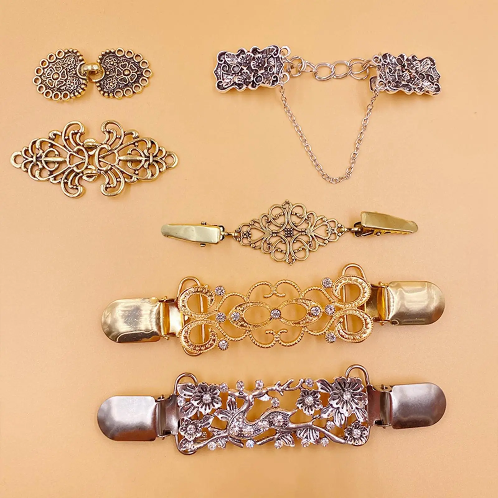 

6 Pieces Sweater Brooch Clip Fashion Retro Clip Shawl Clasp Sweater Clips for Cape Dresses Women wearing Clothing Coat