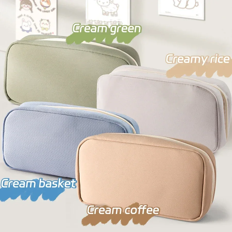 Large Capacity Pencil Case Expandable Oversized Volcanic Canvas Cosmetic Bag Stationer Bag For students School Supplies
