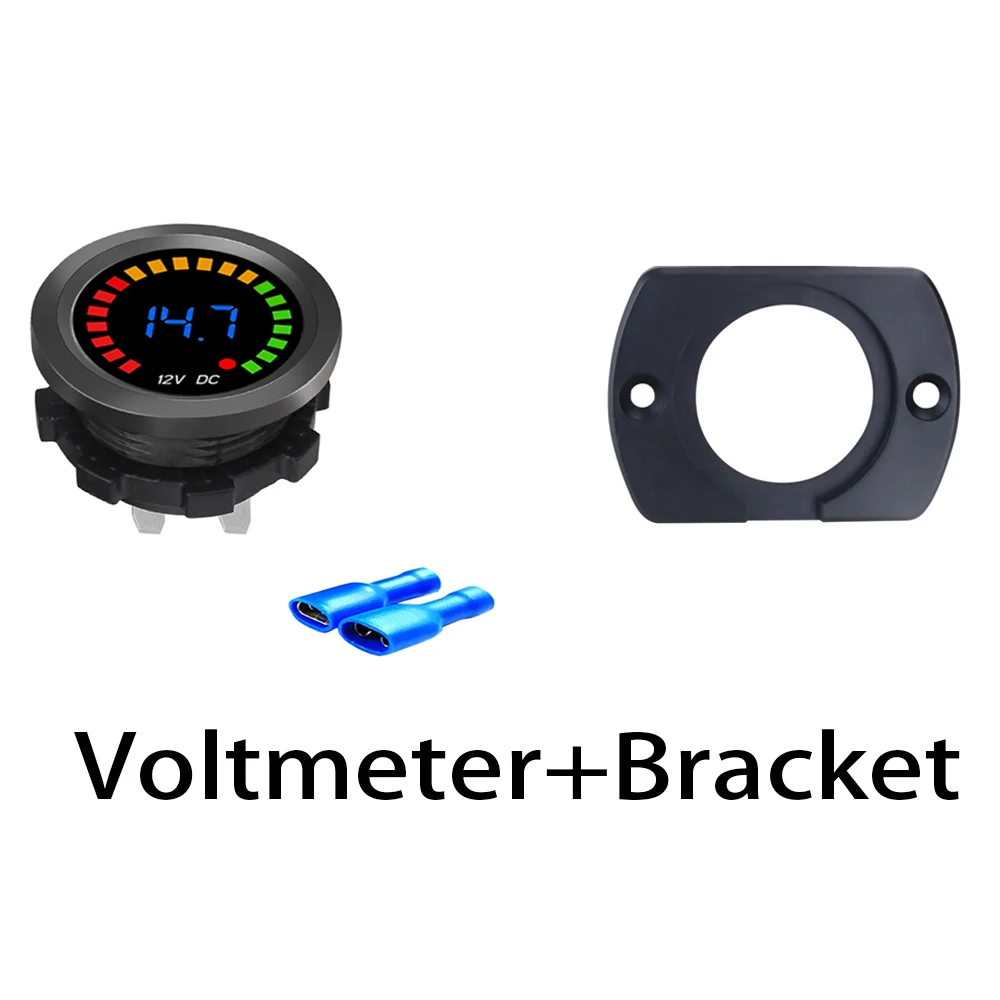 4 Voltmètres DC 12V Étanches LED - Jauge Tension Voiture, Bateau, Moto - Vert