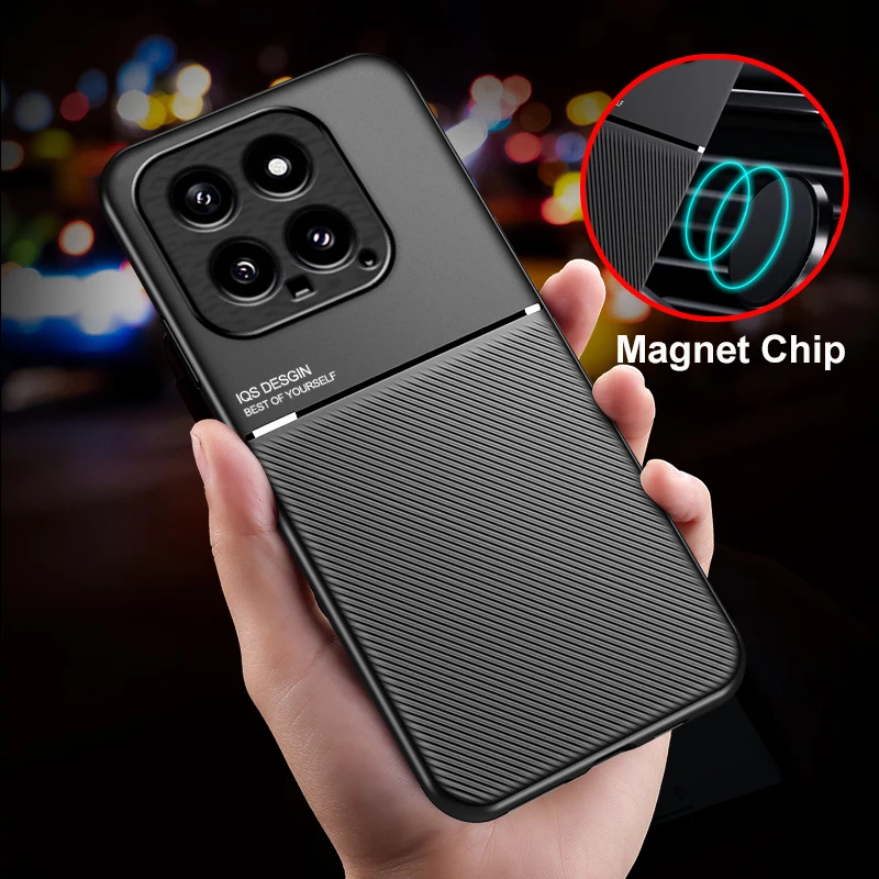 for Xiaomi Mi 14 Pro 13 Ultra Lite 12 Redmi 13C 13T 12T Case Magnetic Car Holder Soft Matte Leather Cover Shell Bumper_voghion.com