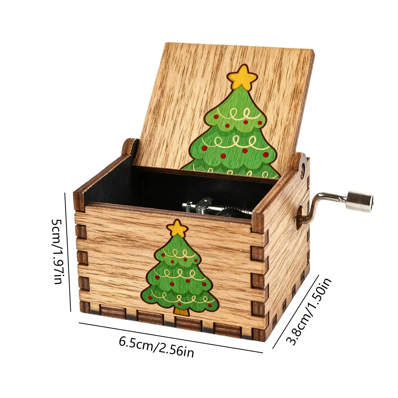 Christmas Music Box Decoration Wood Hand Crank Holiday Decor Decorative Musical Boxes For Enthusiasts Collectors Home Decorators