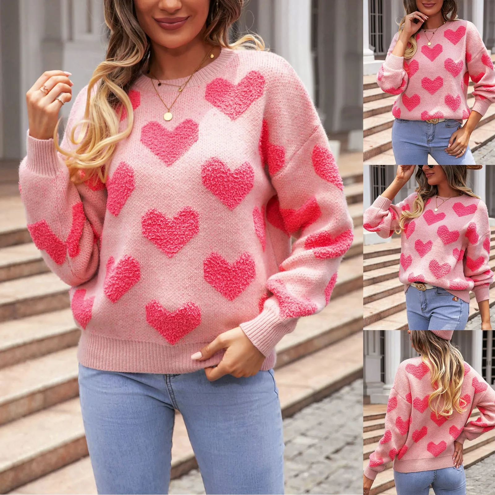 Белый свитер с сердечками