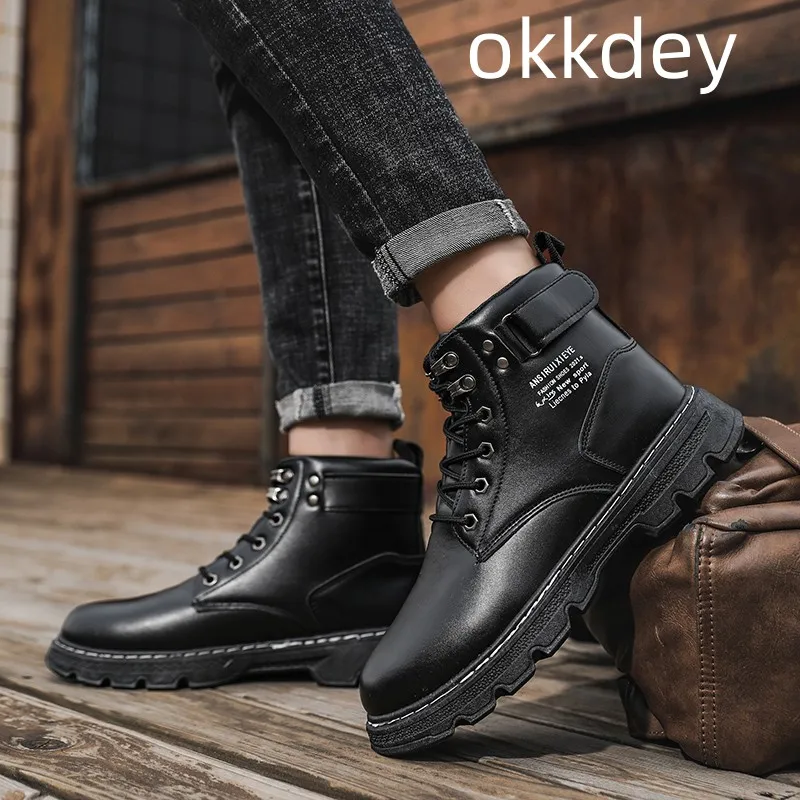 

Высокие ботинки для мужчин, модные Универсальные износостойкие дышащие Нескользящие модные повседневные ботинки с круглым носком на весну и осень