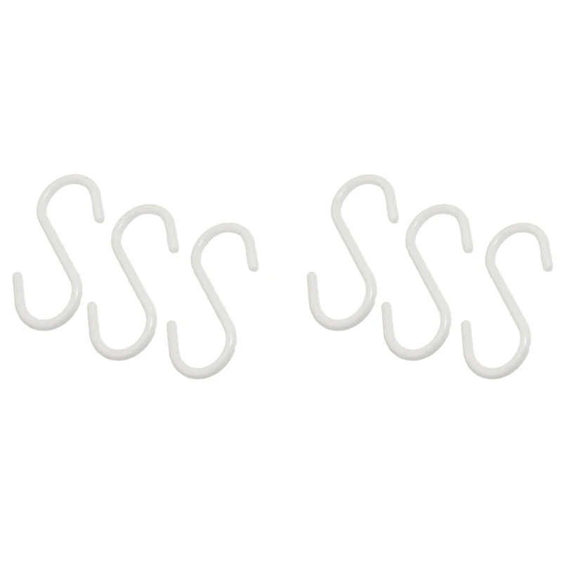 

6 Pcs White Plastic S Shaped Hanging Hooks Scarf Apparel Hangers
