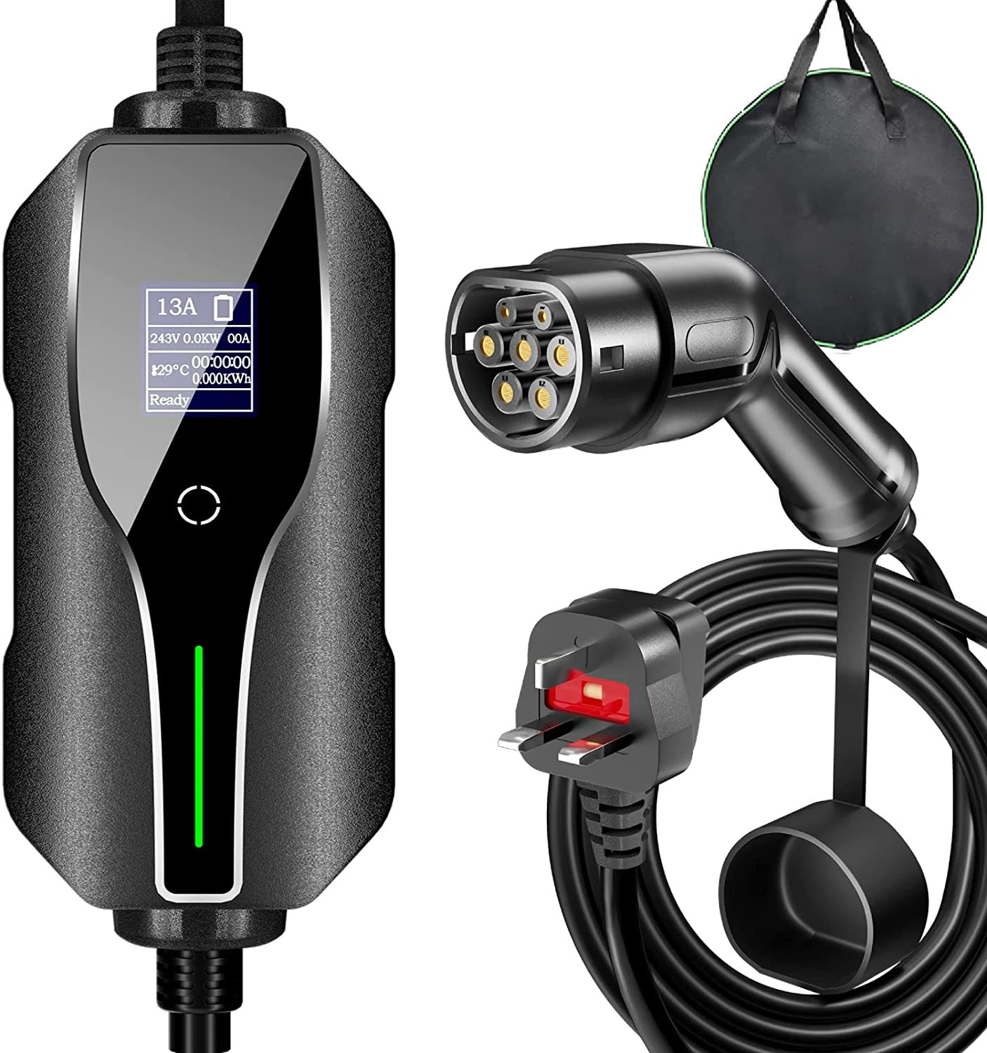 Uk Standard Mode 2 Portable Ev Charger 6a 8a 10a 13a Type 1 Type 2 Evse Charger With Uk Plug