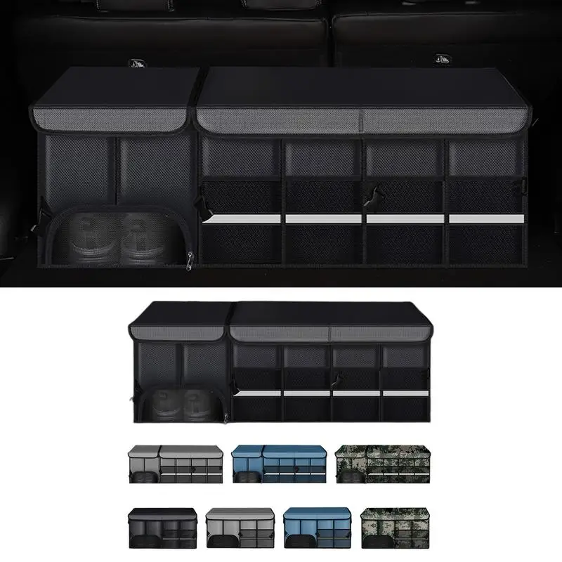

Car Trunk Storage Bag Organizer With Lid Multi Compartments Foldable Large Capacity Storage Box Portable Storage Box With Handle